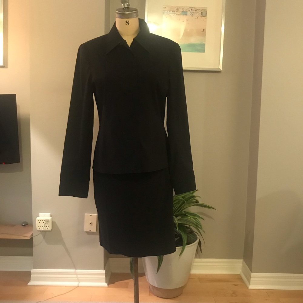 Black Fitted Pin-stripped Suit